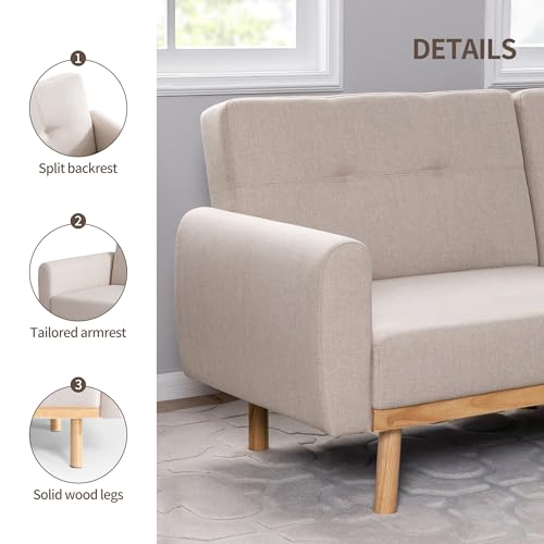 Erdoru 79" Convertible Futon Sofa Bed - Beige