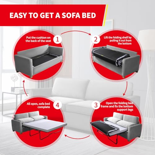 Queen Pull-Out Sofa Bed with Foam Mattress