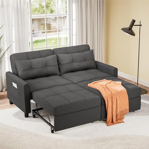 Convertible 3-in-1 Sleeper Sofa Bed, Dark Gray