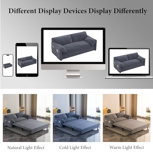 Queen Pull-Out Sofa Couch Bed with Storage