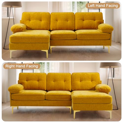Modern 83" L-Shaped Convertible Chenille Sofa
