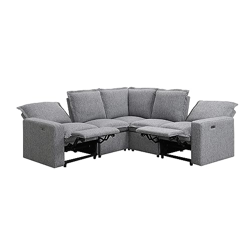 Morhome L-Shaped Reclining Sofa with Cup Holders, USB Ports