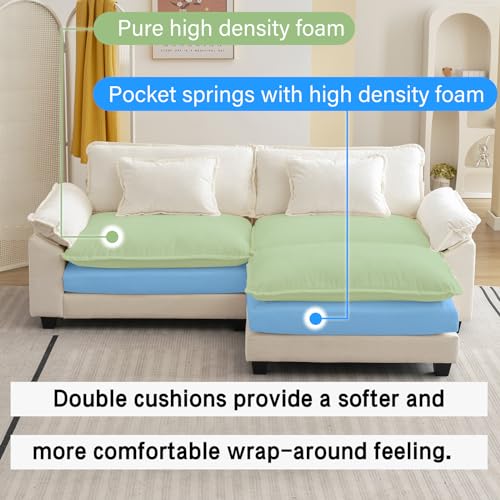 Comfy Modern Sectional Sofa with Pillows & Ottoman