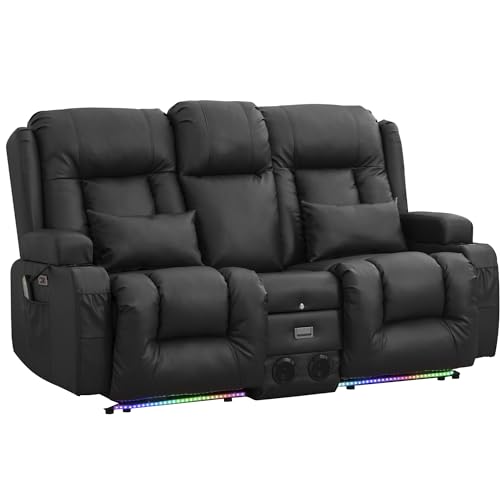 URRED Power Recliner Loveseat with LED Lights