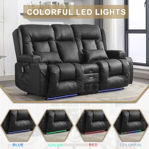 URRED Power Recliner Loveseat with LED Lights