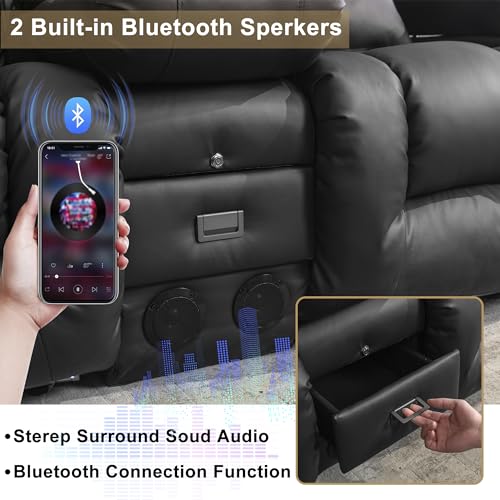 URRED Power Recliner Loveseat with LED Lights