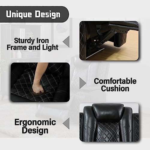 Black Leather Power Recliner Sofa Set with USB