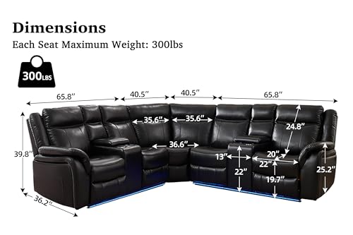 ELIASER LED Reclining Sectional Sofa with Storage