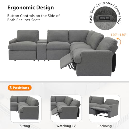 LUMISOL Power Recliner Corner Sofa with Storage Box