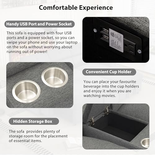 LUMISOL Power Recliner Corner Sofa with Storage Box