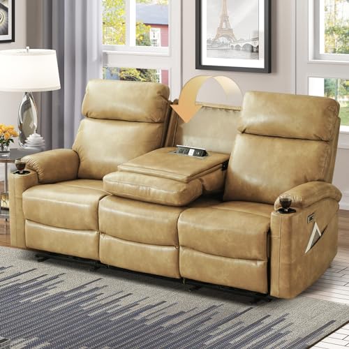 Power Reclining 3-Seater Sofa with Cup Holders