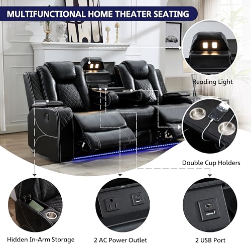 Power Recliner Sofa Set with Bass Speaker