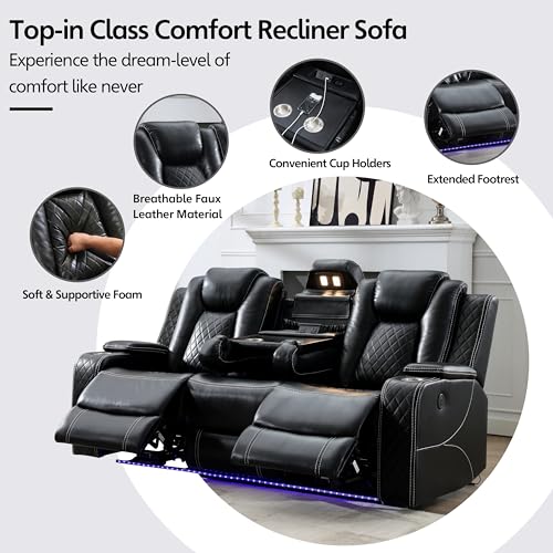 Power Recliner Sofa Set with Bass Speaker