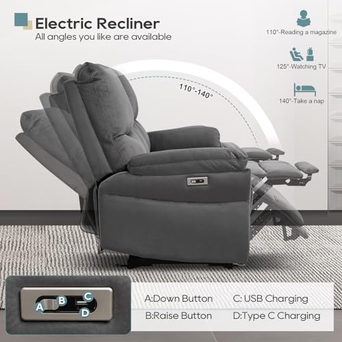 Modern Power Reclining Sofa with USB & Cup Holders