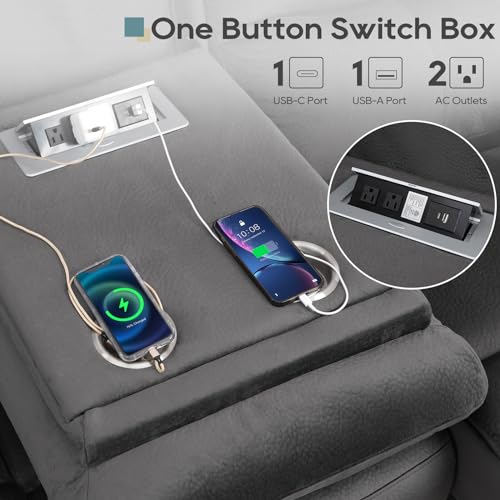 Modern Power Reclining Sofa with USB & Cup Holders
