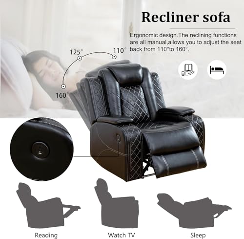 Power Recliner Sofa Set with LED Lights