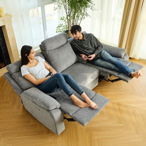 Light Gray 3-Seater Power Recliner Sofa