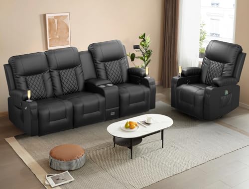 Modern Recliner Sofa Set with Swivel Chair