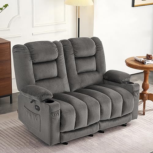 MCombo Gray Electric Reclining Loveseat with Massage