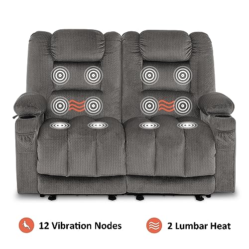 MCombo Gray Electric Reclining Loveseat with Massage