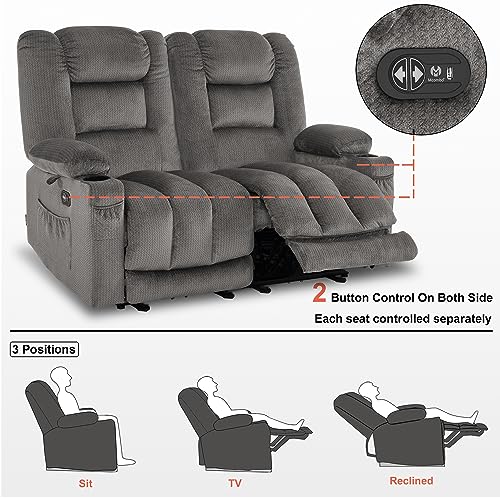 MCombo Gray Electric Reclining Loveseat with Massage
