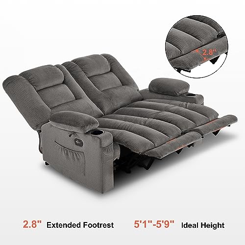 MCombo Gray Electric Reclining Loveseat with Massage