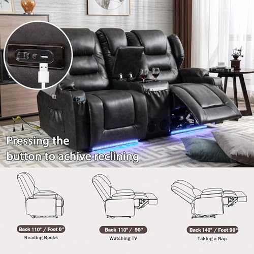 Oprisen Electric Recliner Loveseat with USB & Console