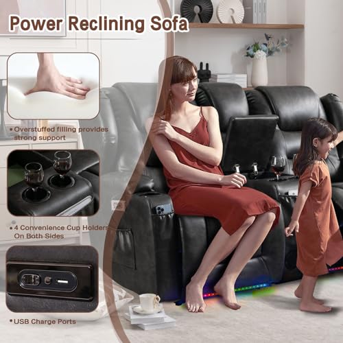 Oprisen Electric Recliner Loveseat with USB & Console