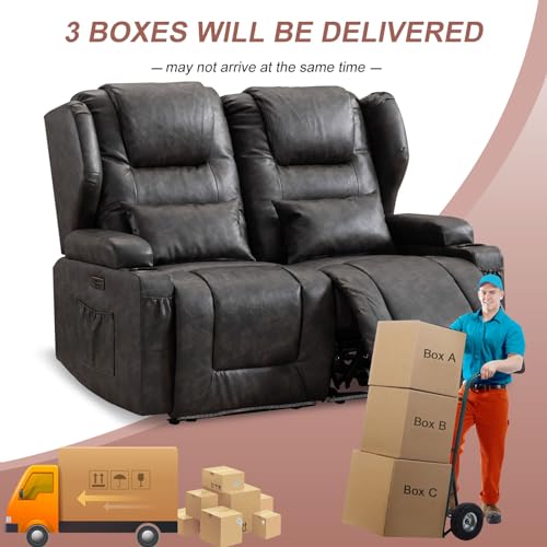 Modern Power Recliner Loveseat with USB and LED