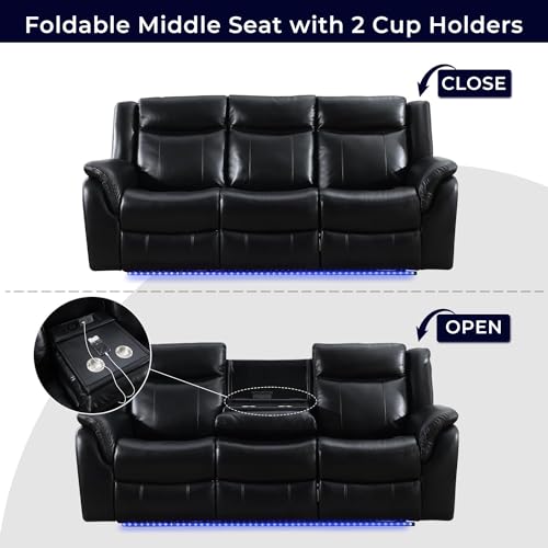 Electric Reclining Sofa with Wireless Charger & Lights