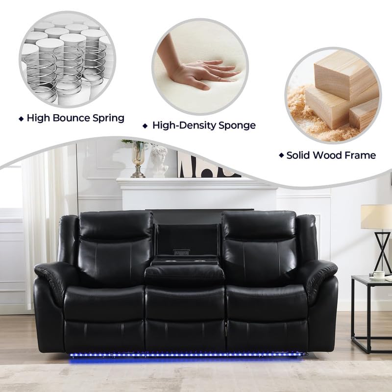 Electric Reclining Sofa with Wireless Charger & Lights