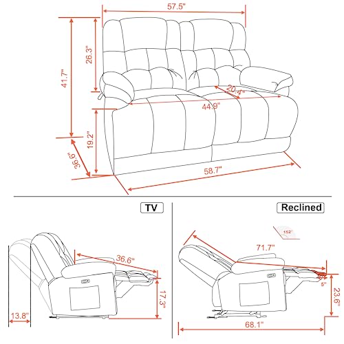 MCombo Dual Recliner Loveseat with Heat & Massage
