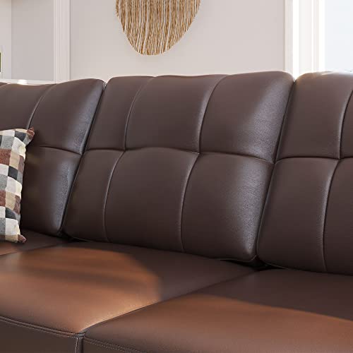 HONBAY Reversible Faux Leather L-Shaped Sectional Sofa