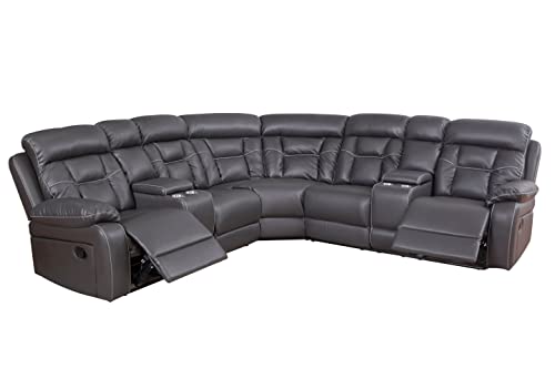 Goohome Modern Faux Leather Reclining Sectional Sofa