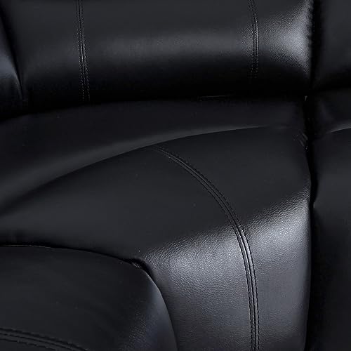 Black Leather Modular Sofa with Recliner and Console