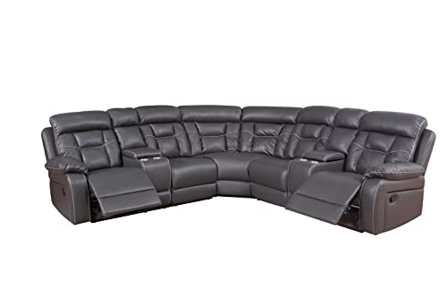 Goohome Modern Faux Leather Reclining Sectional Sofa