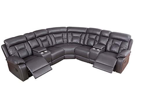 Goohome Modern Faux Leather Reclining Sectional Sofa