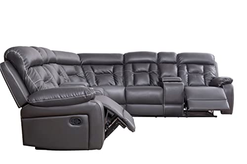 Goohome Modern Faux Leather Reclining Sectional Sofa