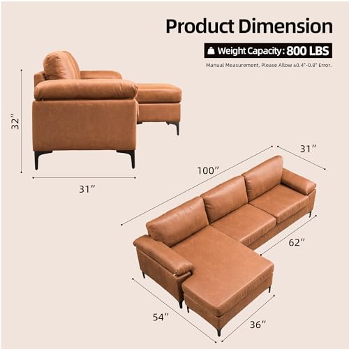 Modern L-Shaped 3-Seater Sofa with Chaise Lounge