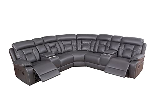 Goohome Modern Faux Leather Reclining Sectional Sofa
