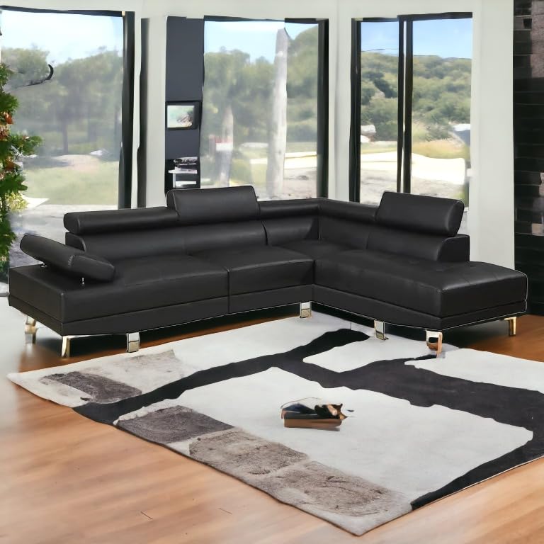 Liveasy L-Shaped Faux Leather Sectional Sofa Set