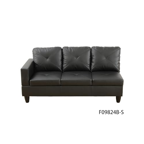 VURAX Black Faux Leather L-Shaped Sectional Sofa Set