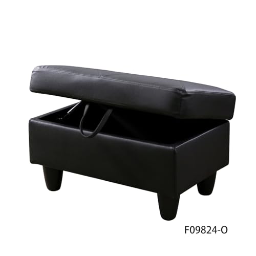 VURAX Black Faux Leather L-Shaped Sectional Sofa Set