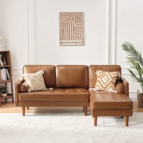 Caramel Convertible L-Shaped Sofa with Chaise