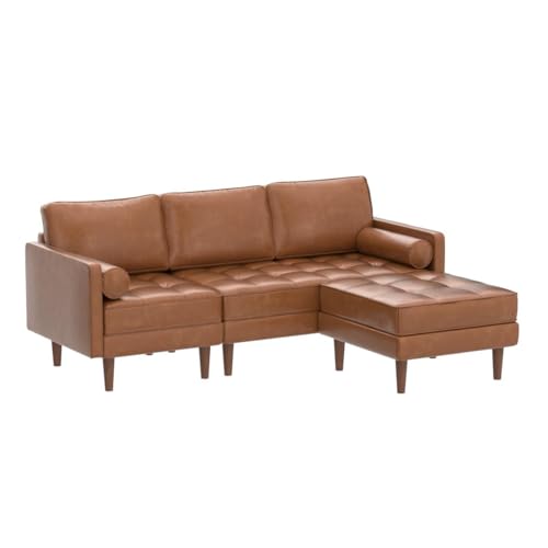 Caramel Convertible L-Shaped Sofa with Chaise