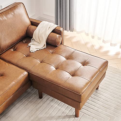 Caramel Convertible L-Shaped Sofa with Chaise