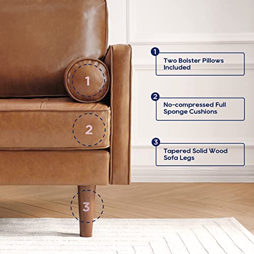Caramel Convertible L-Shaped Sofa with Chaise