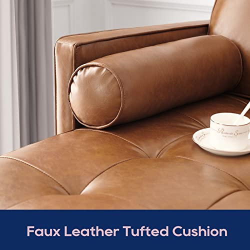 Caramel Convertible L-Shaped Sofa with Chaise