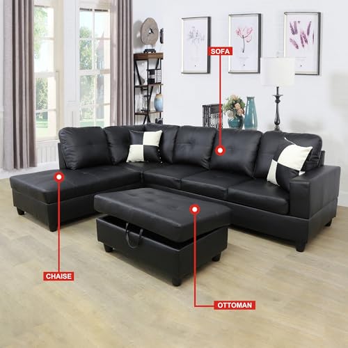 Modern 3-Piece L-Shape Sectional Sofa Set