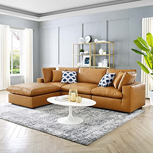 Modway Commix Modular Reclining Sofa, Tan Vegan Leather
